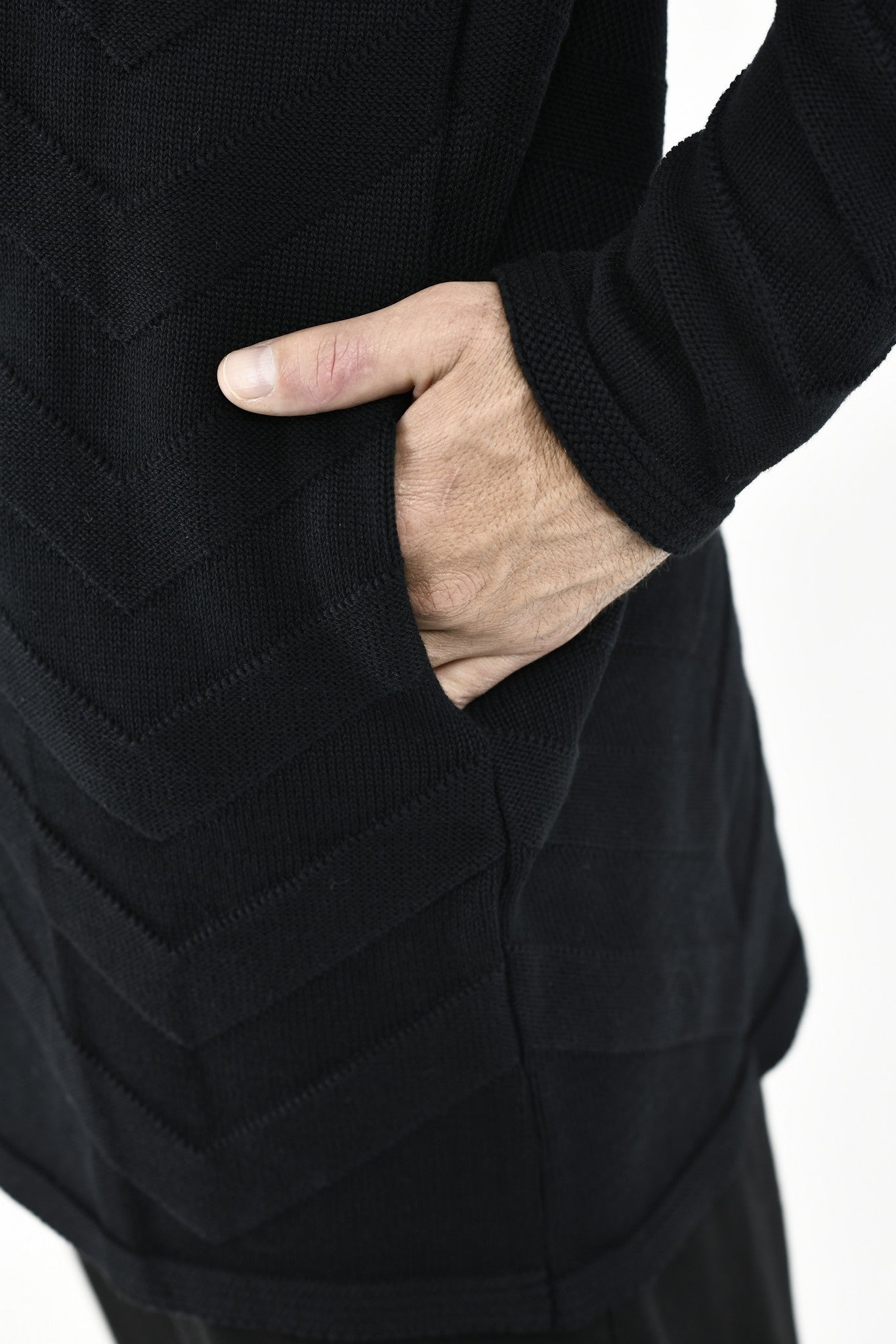 Menswear Black Hooded Chevron Cardigan ZG5566