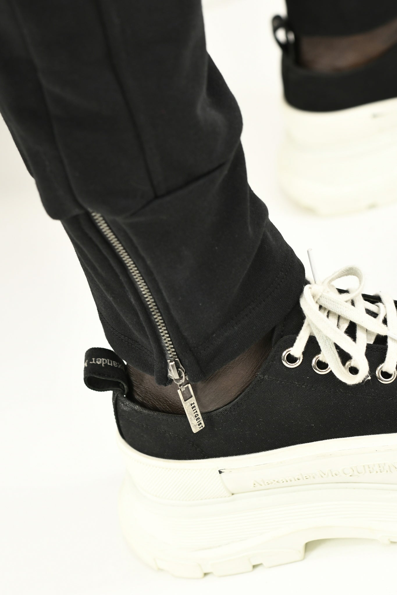 Menswear Black Fleece Zip Cuff Track Pants ZG5574