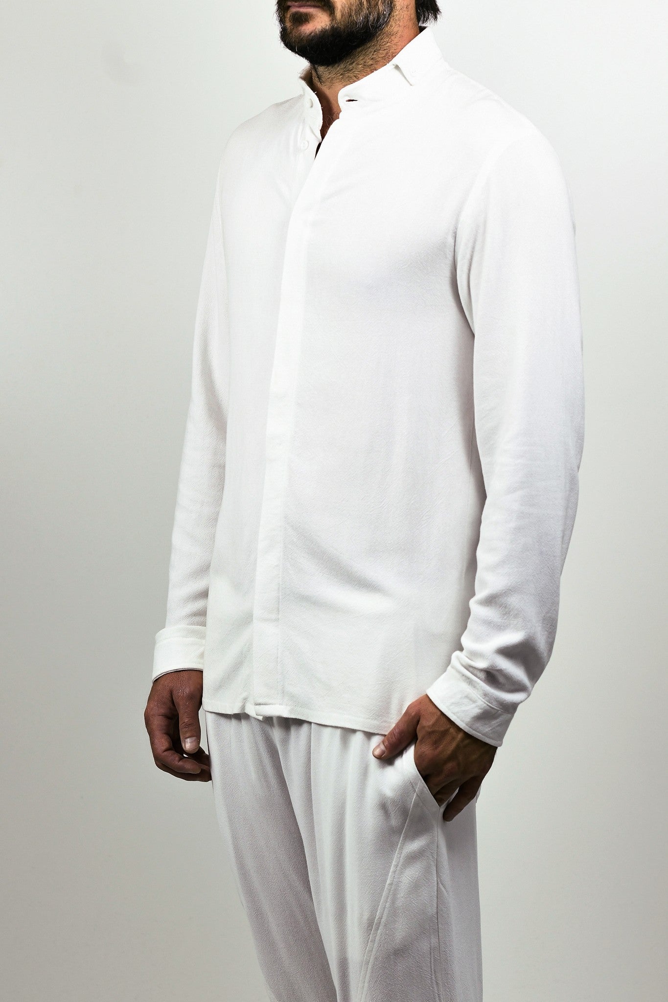 Menswear White Buttondown Collar Shirt ZG5576