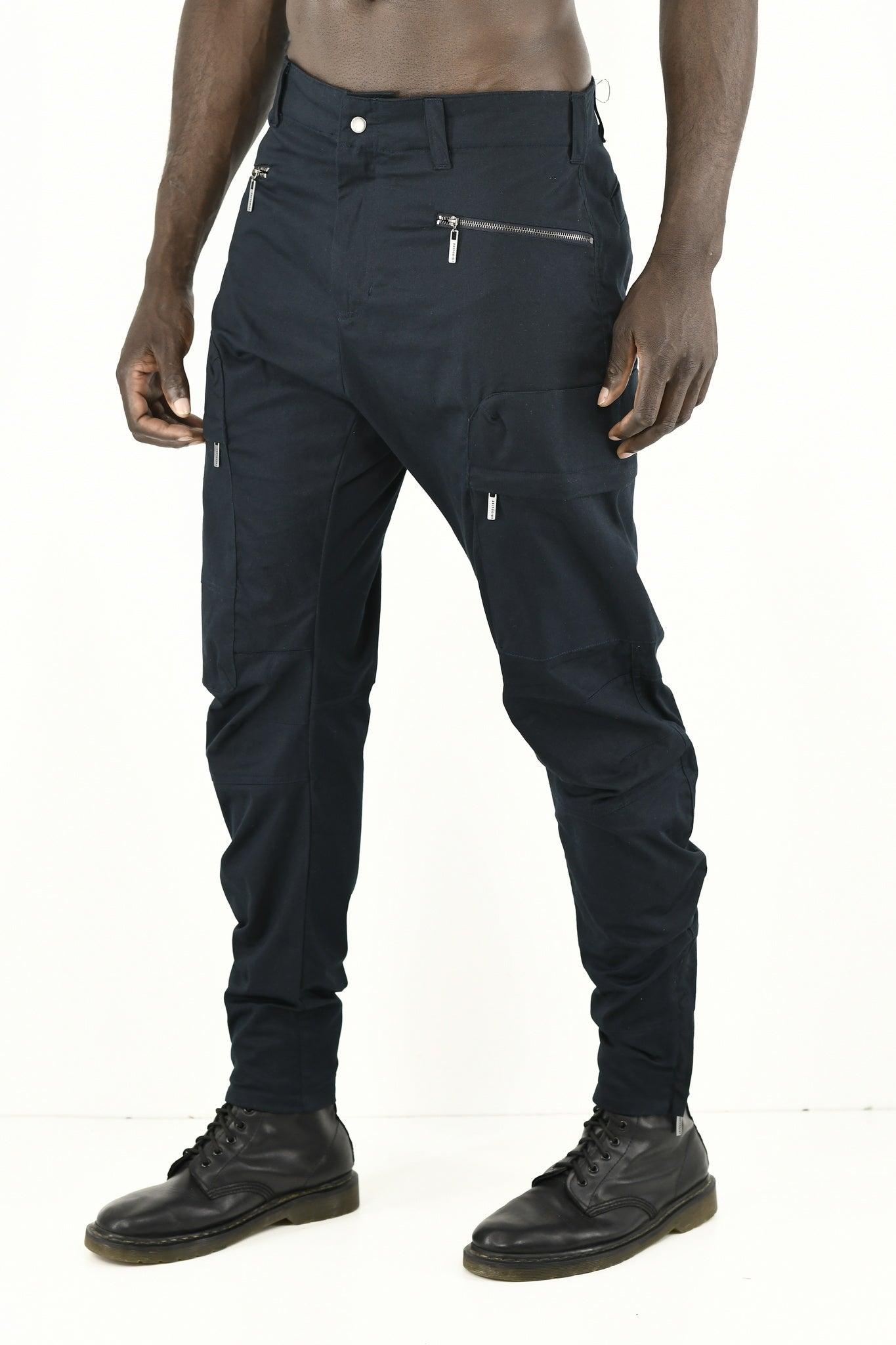 Menswear Extra Dark Indigo Zip Cuff Cargo Jogger Pants ZG5580