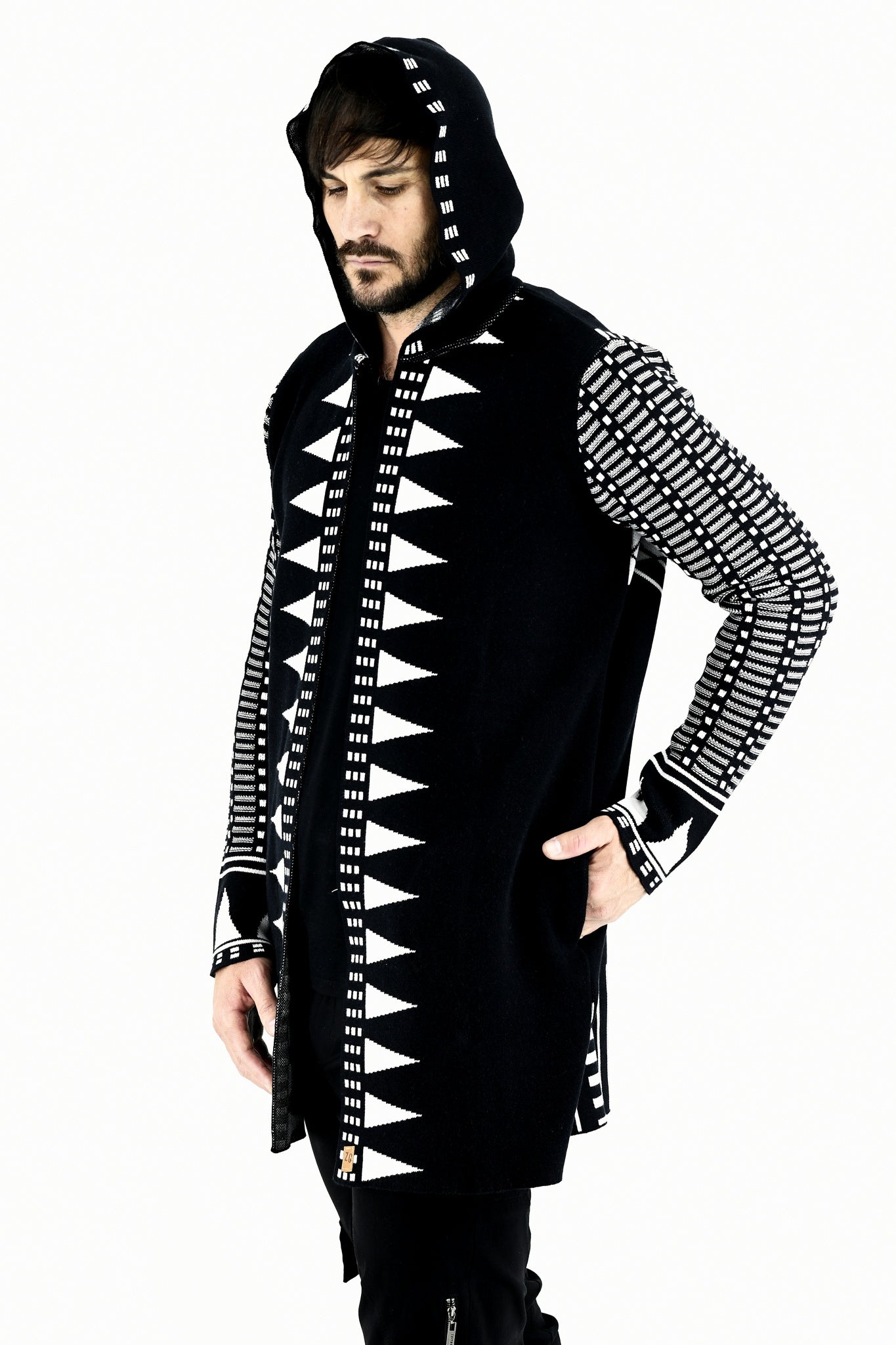 Menswear Cotton Razor Hooded Cardigan ZG5589
