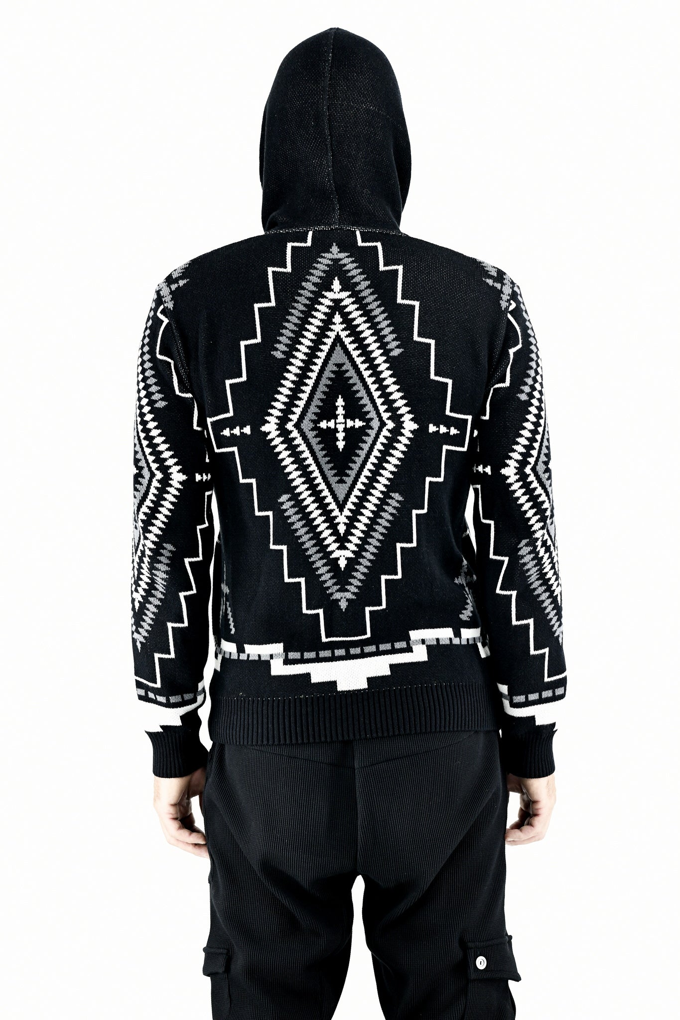 Menswear Knitwear Multi Diamond Hoody Zip Through ZG5618