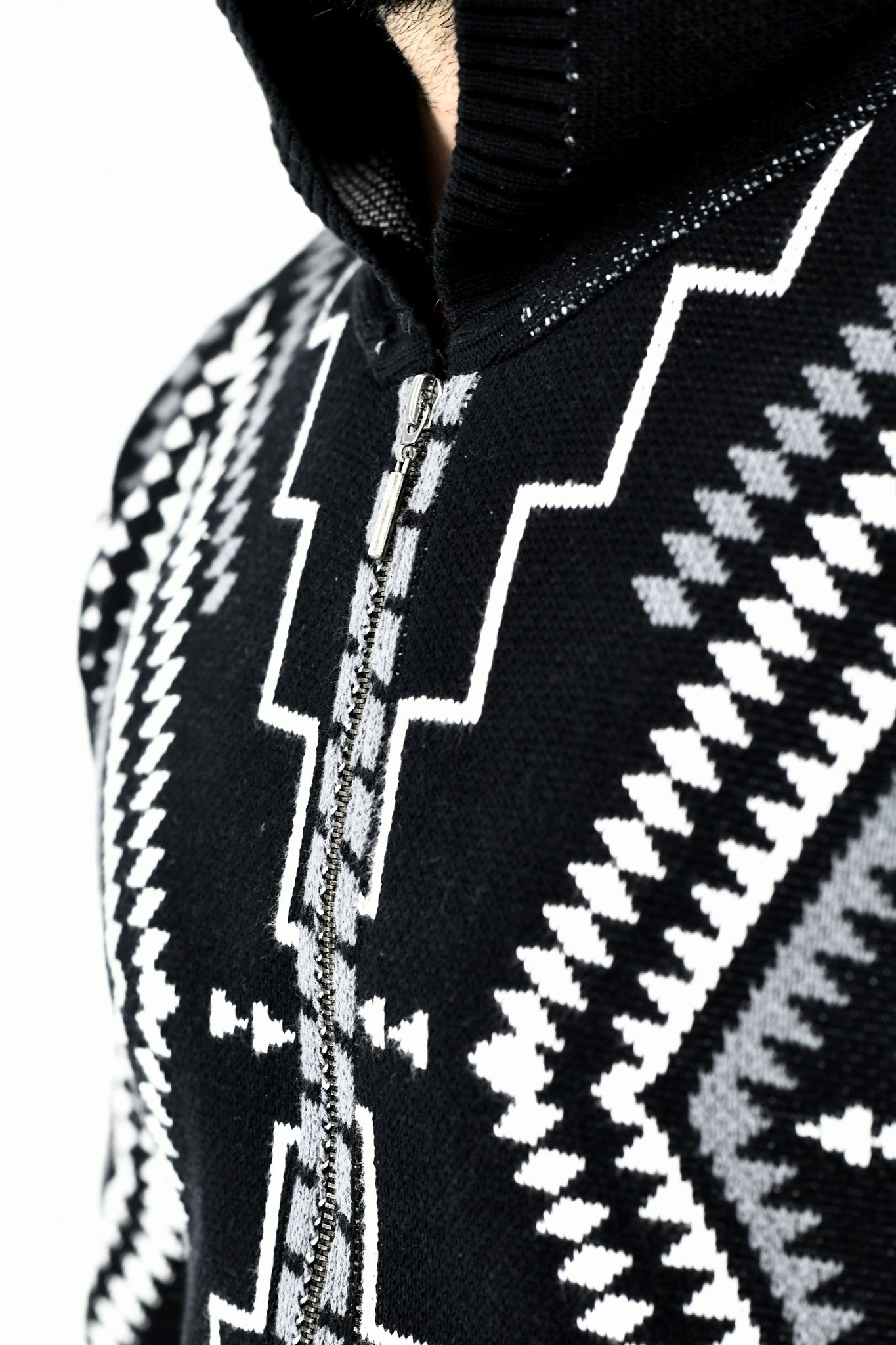 Menswear Knitwear Multi Diamond Hoody Zip Through ZG5618