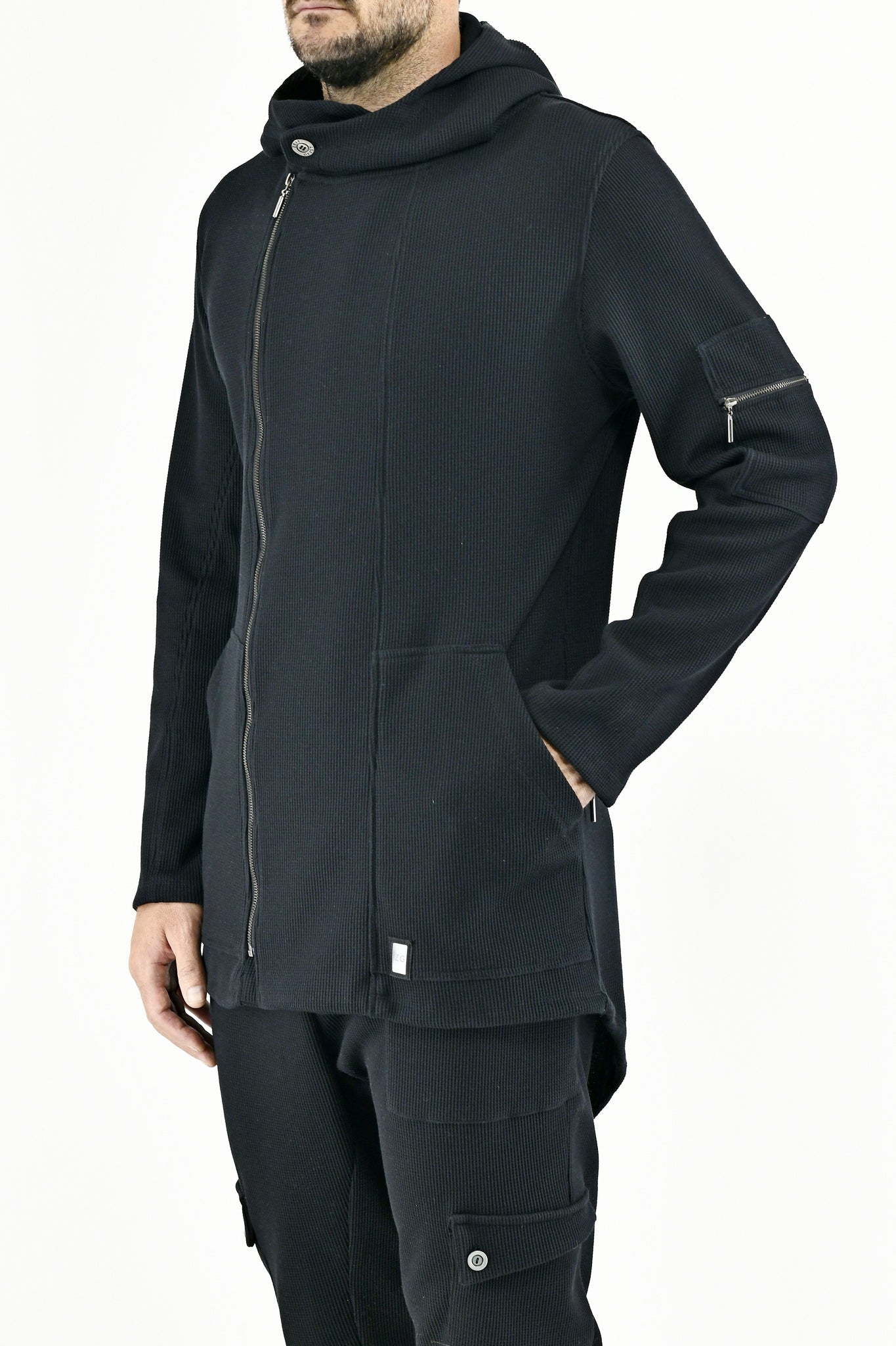 Menswear Waffle knit Parka with Hood  ZG5624