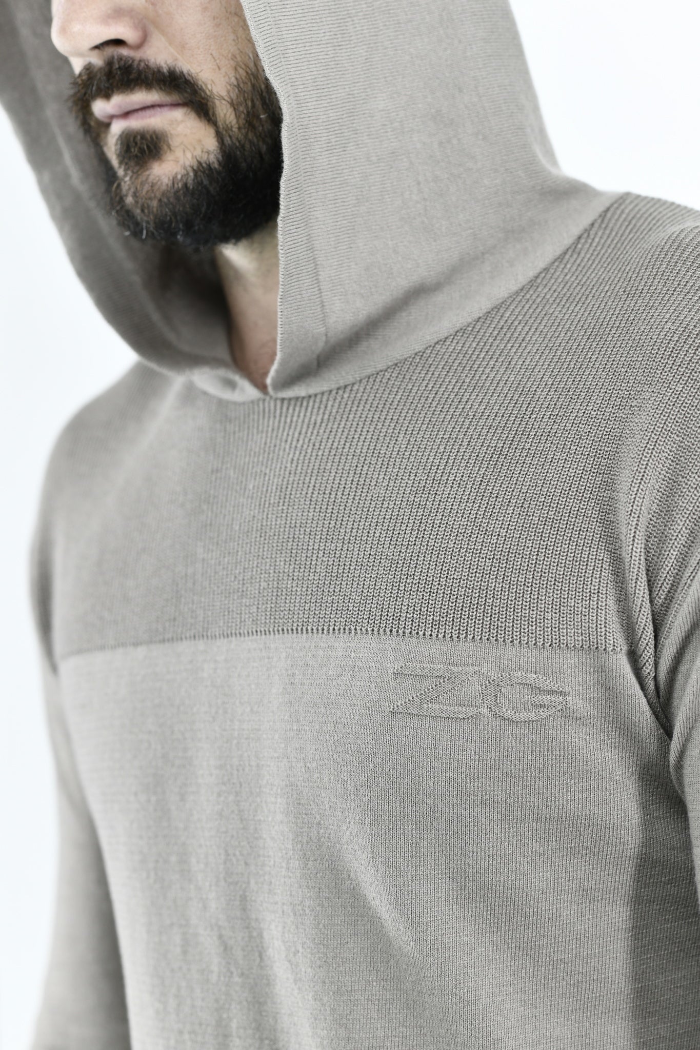 Taupe Fine Gauge Knitwear Hoodie Jersey ZG5627