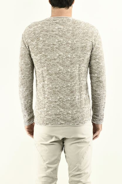 Cotton Taupe Marl Plated Crewneck Jersey ZG5629