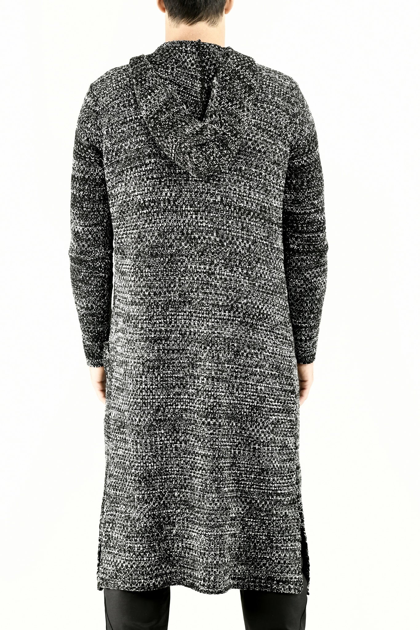 Black Marl Maxi Hooded Cardigan with Pockets ZG5644