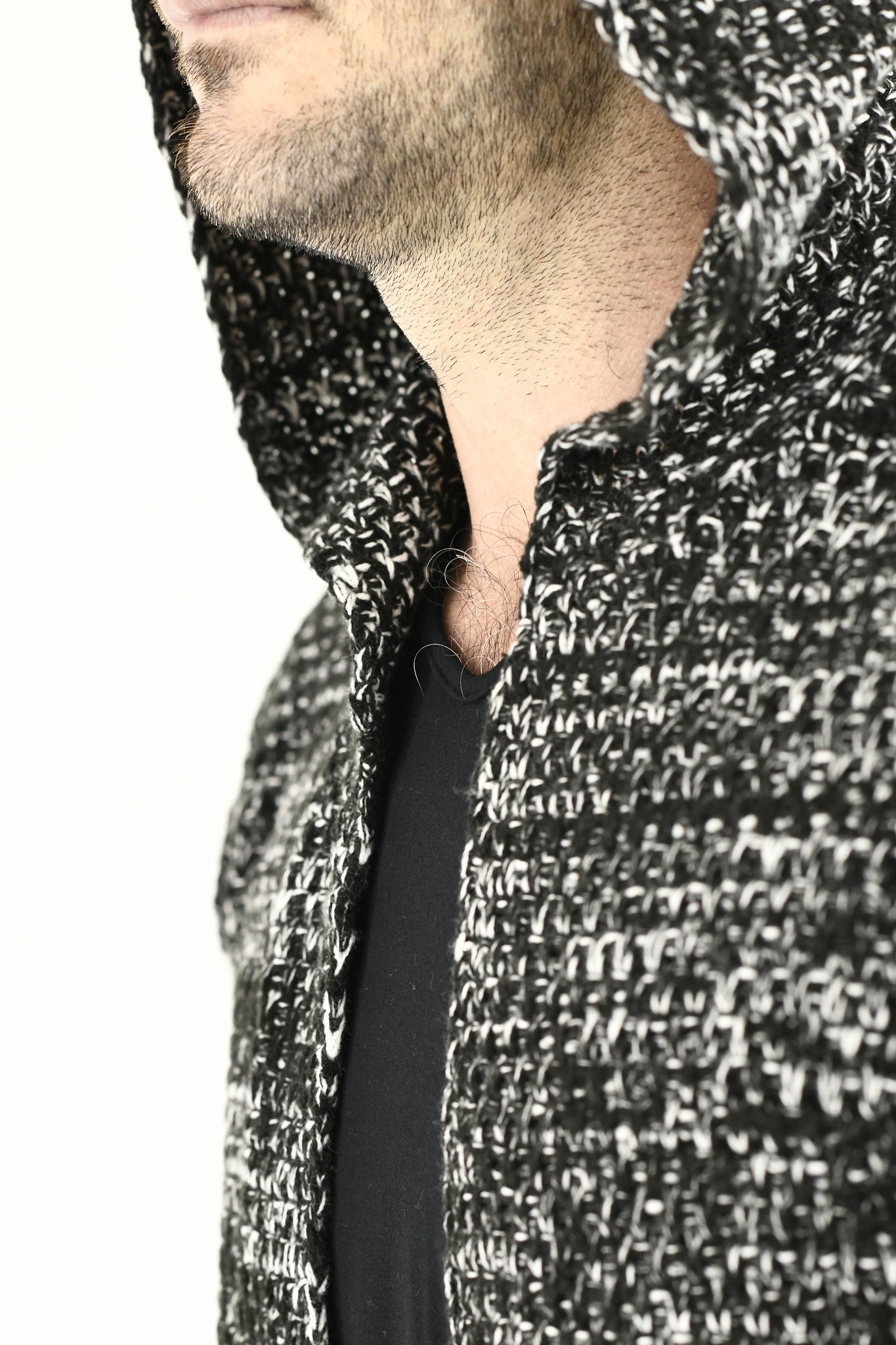 Black Marl Maxi Hooded Cardigan with Pockets ZG5644