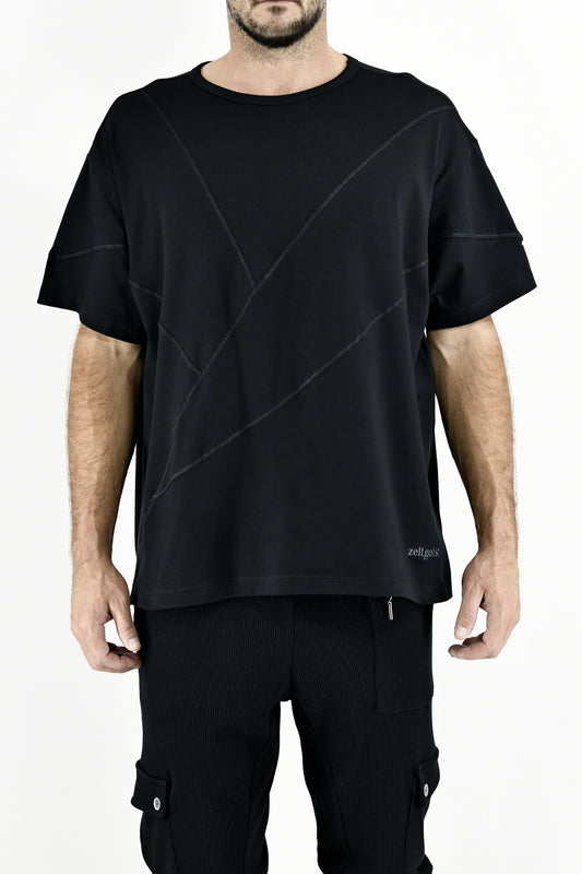 Menswear Black Oversize Cutline T ZG5612