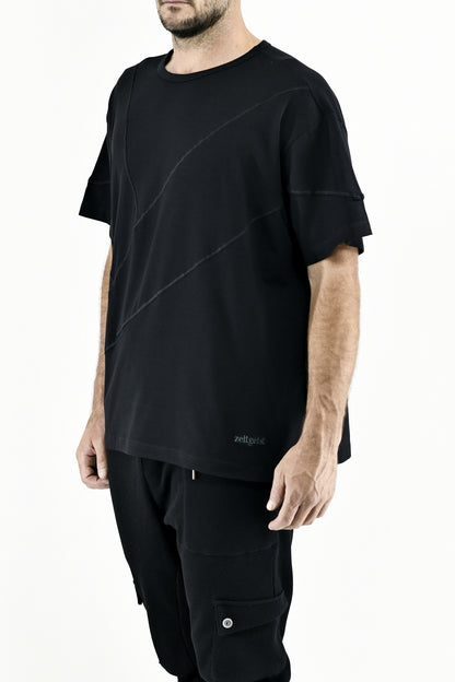 Menswear Black Oversize Cutline T ZG5612