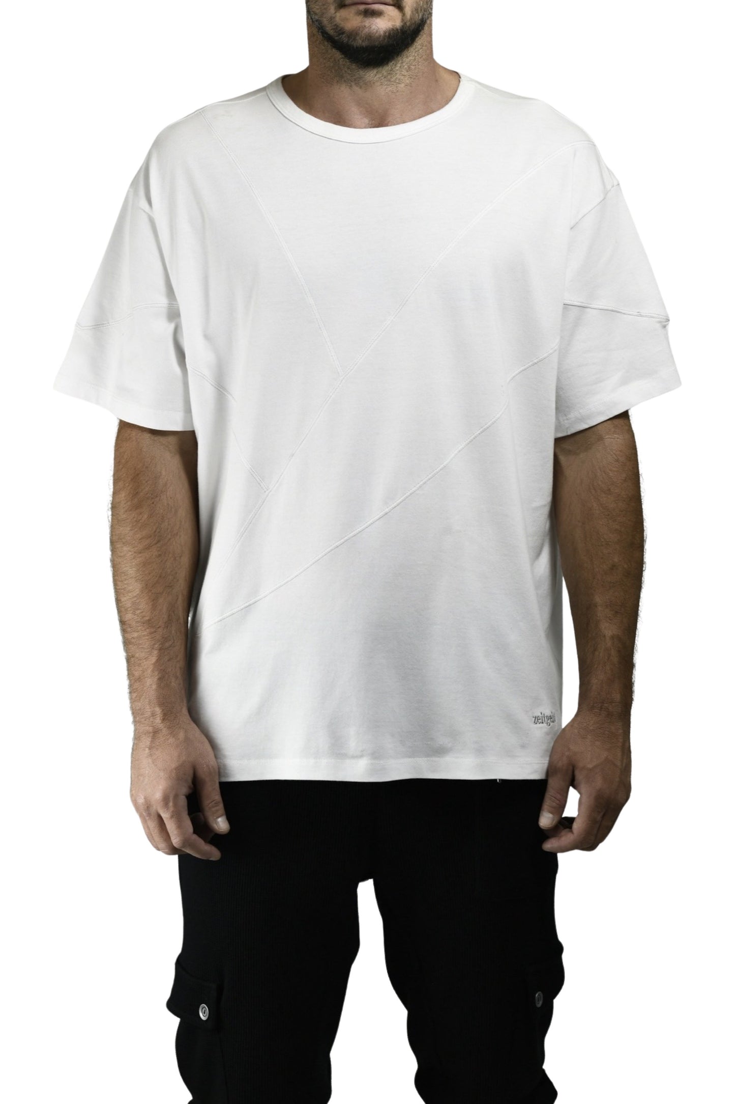 Menswear White Oversize Cutline T ZG5611