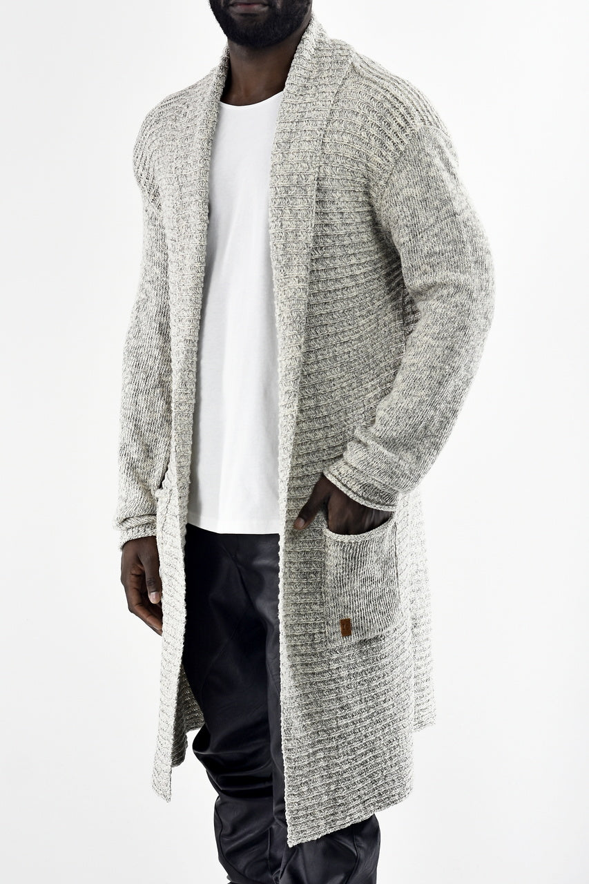 Menswear Cream and Greys Marl Shawl Collar Cardigan ZG5552