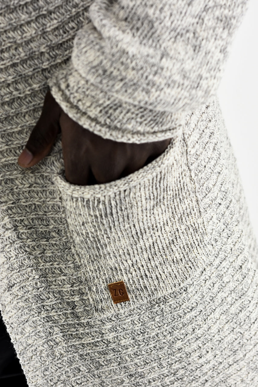 Menswear Cream and Greys Marl Shawl Collar Cardigan ZG5552
