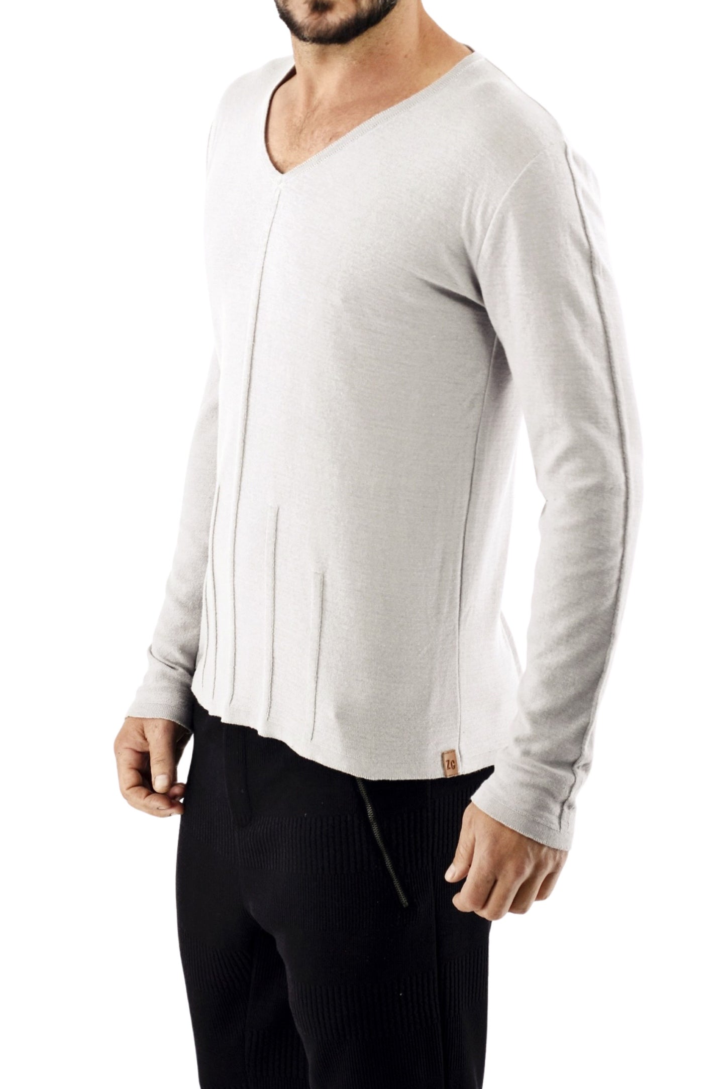 Mens Off-white Raised Rib Detail Cotton Summer Jersey ZG5541