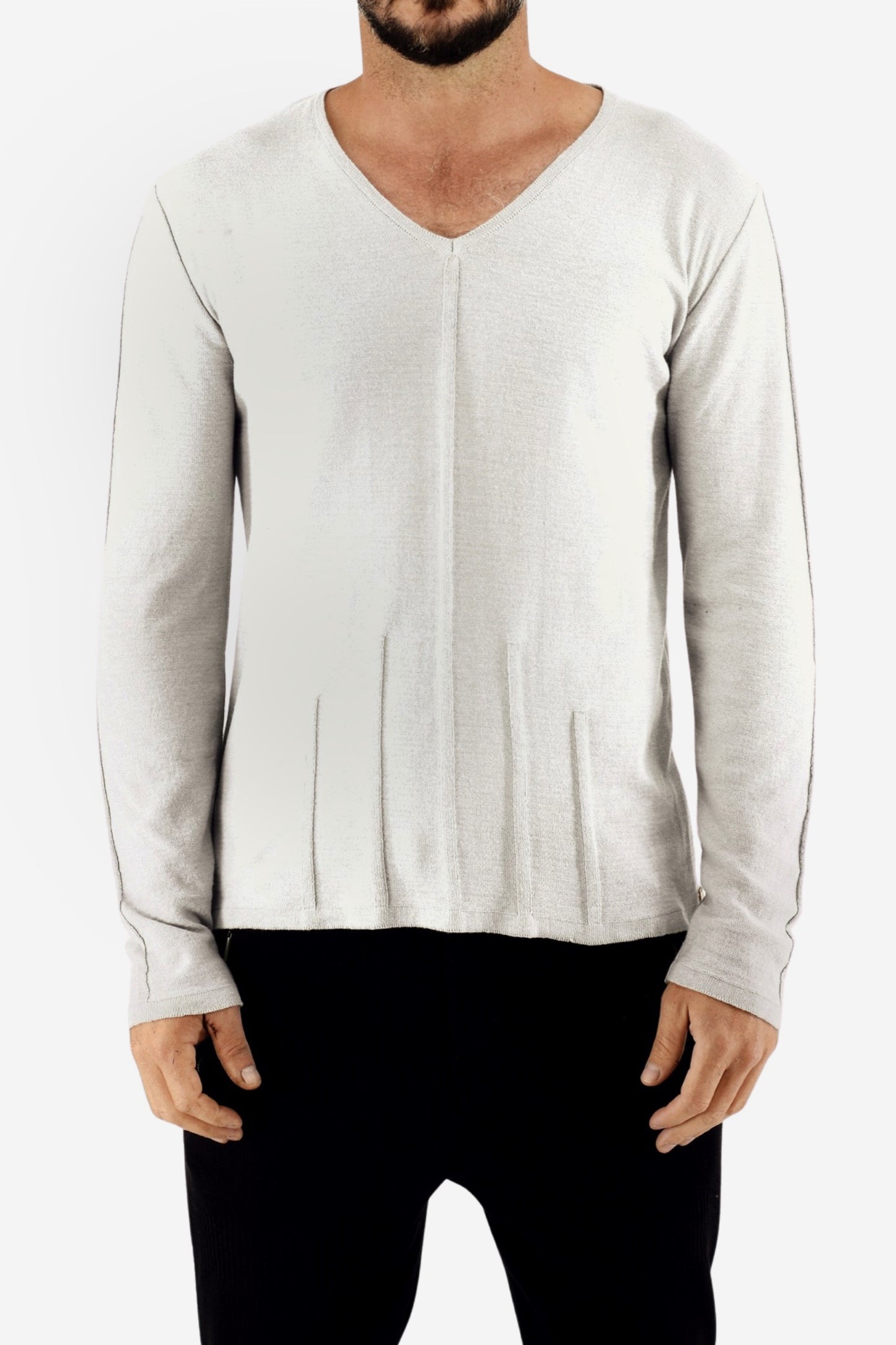 Mens Off-white Raised Rib Detail Cotton Summer Jersey ZG5541