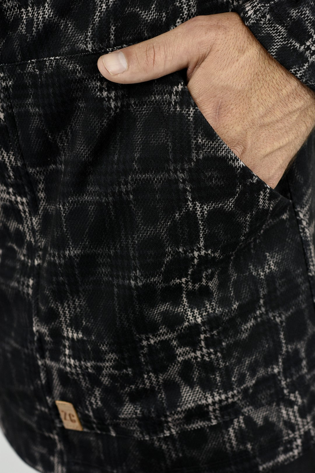 Mens Knit Zip Hooded Parka in Leopard and Houndstooth pattern ZG5347