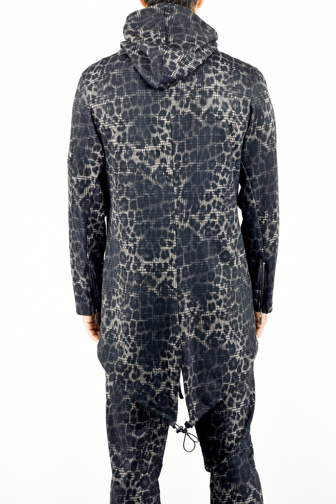 Mens Knit Zip Hooded Parka in Leopard and Houndstooth pattern ZG5347