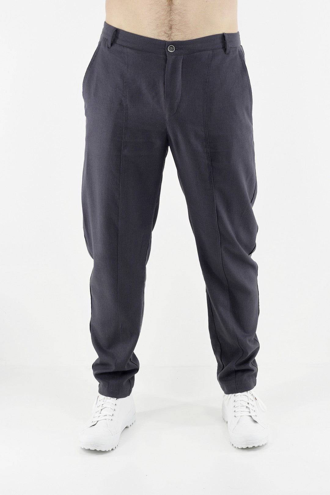 Mens Grey Linen Trousers ZG5408