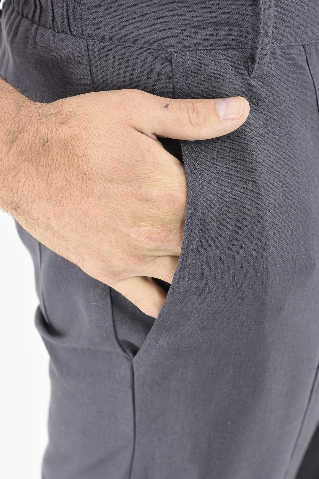 Mens Grey Linen Trousers ZG5408