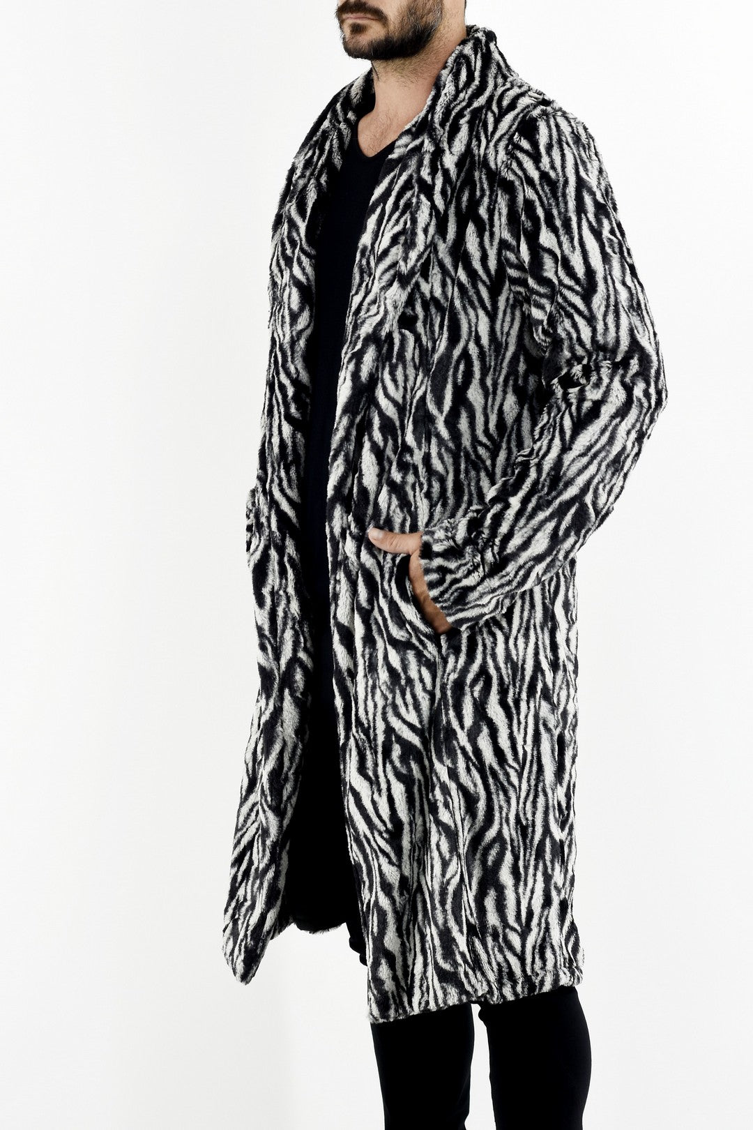 Mens Faux Fur Snow Tiger Coat ZG5417