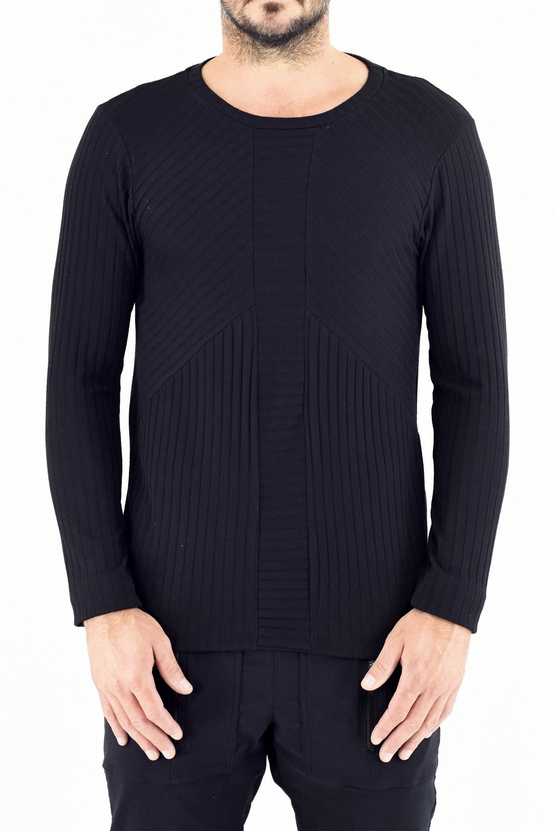 Mens Black Diagonal Rib T ZG5430