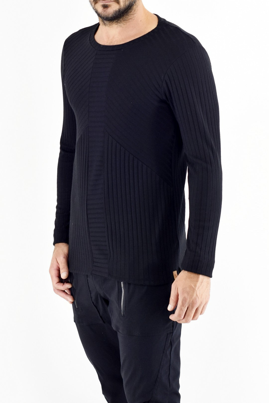 Mens Black Diagonal Rib T ZG5430