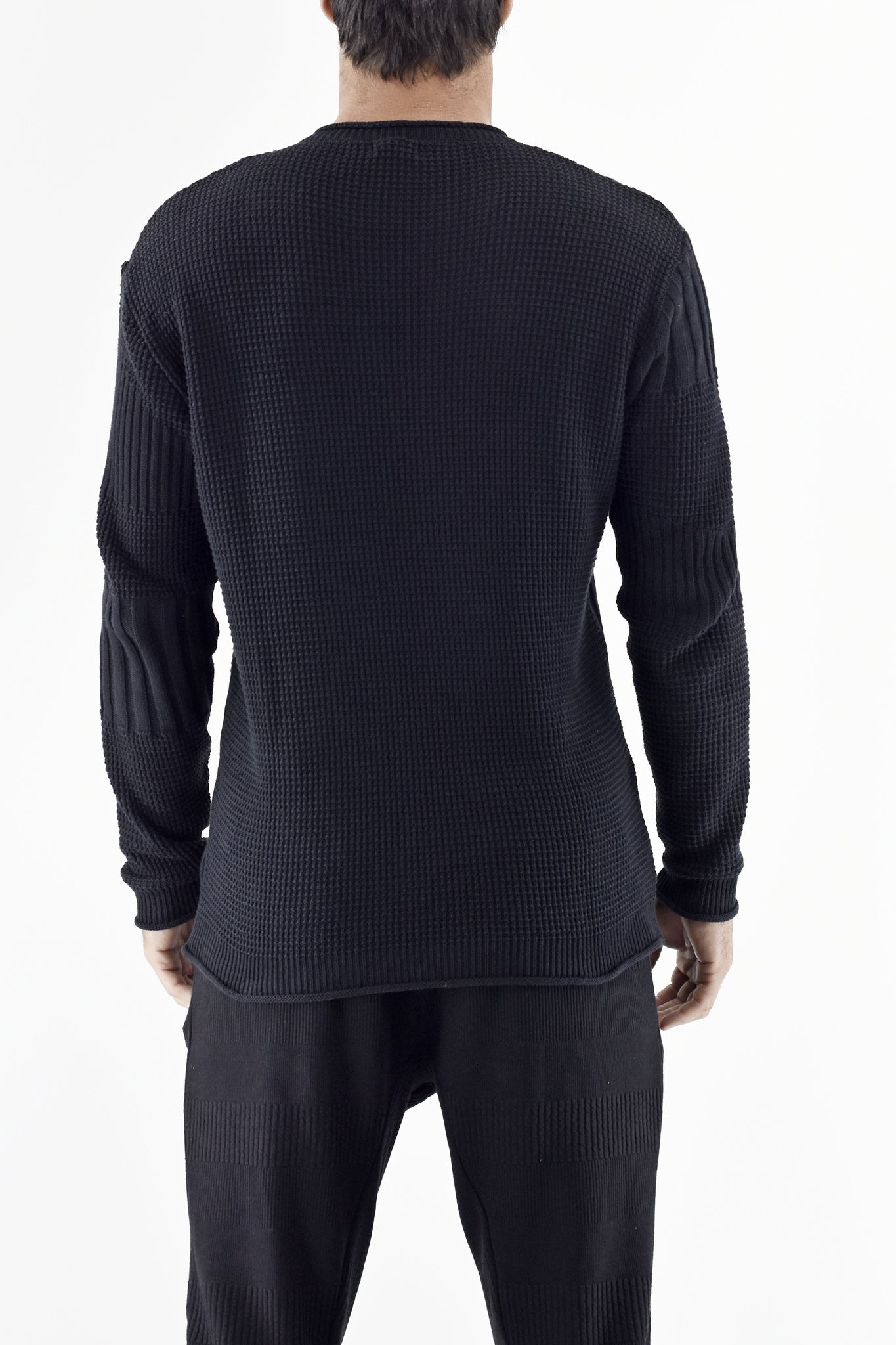 Mens Black Varigated Rib Cotton Jersey ZG5459