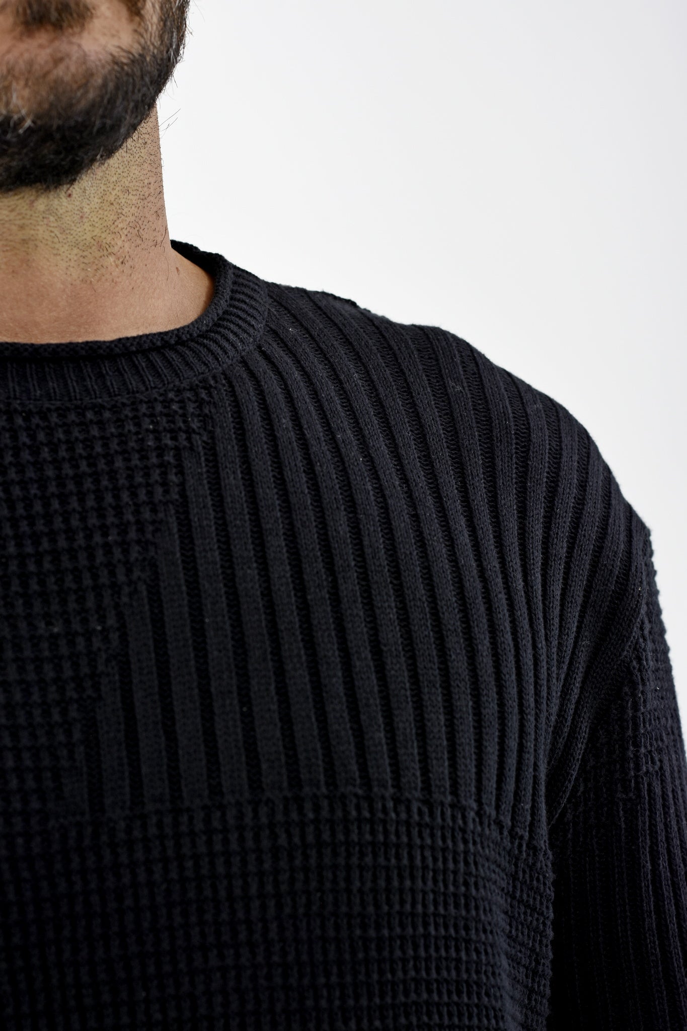 Mens Black Varigated Rib Cotton Jersey ZG5459