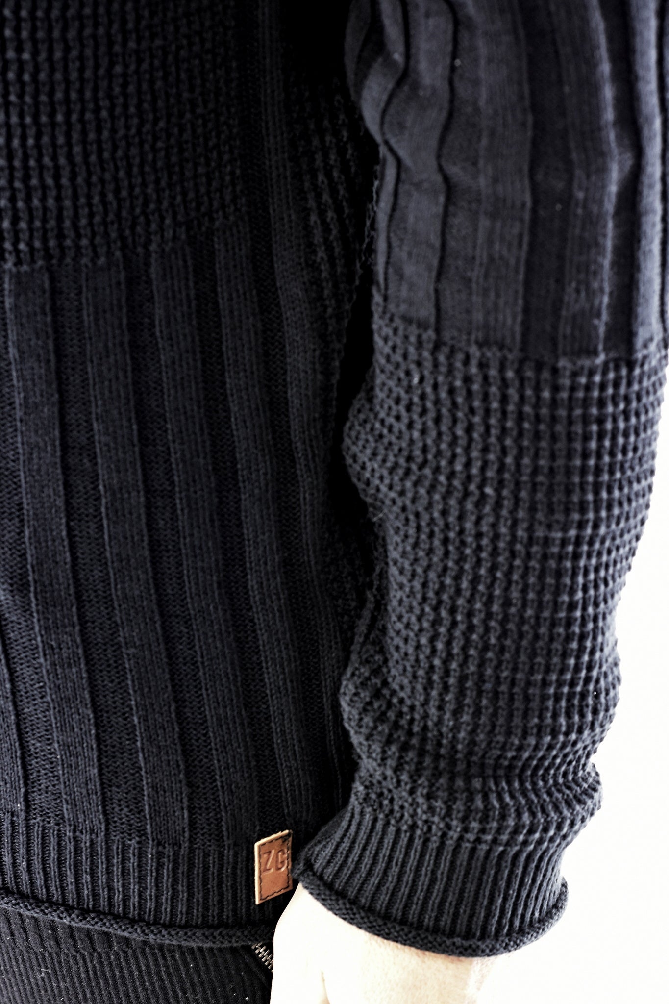 Mens Black Varigated Rib Cotton Jersey ZG5459