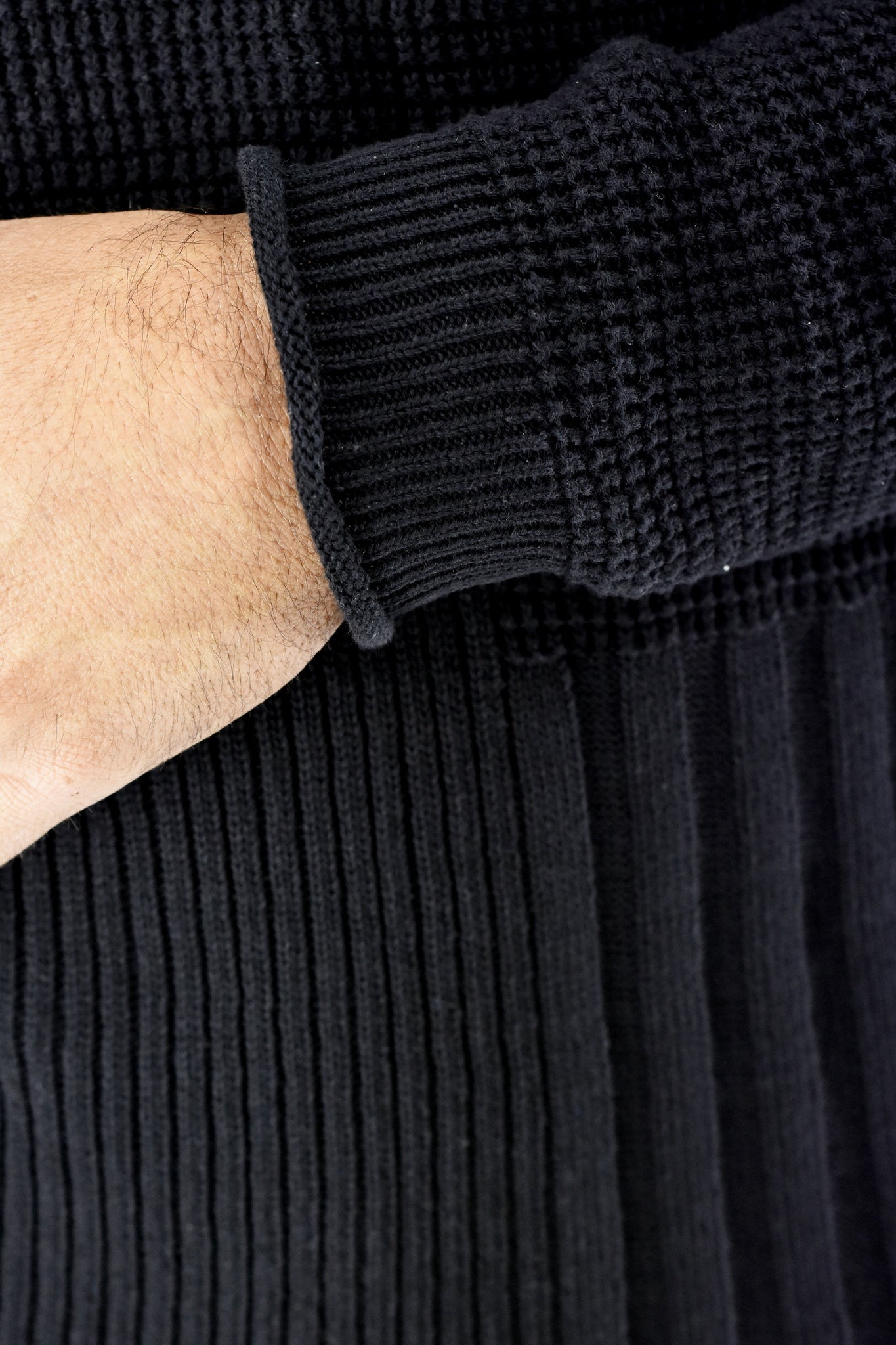 Mens Black Varigated Rib Cotton Jersey ZG5459