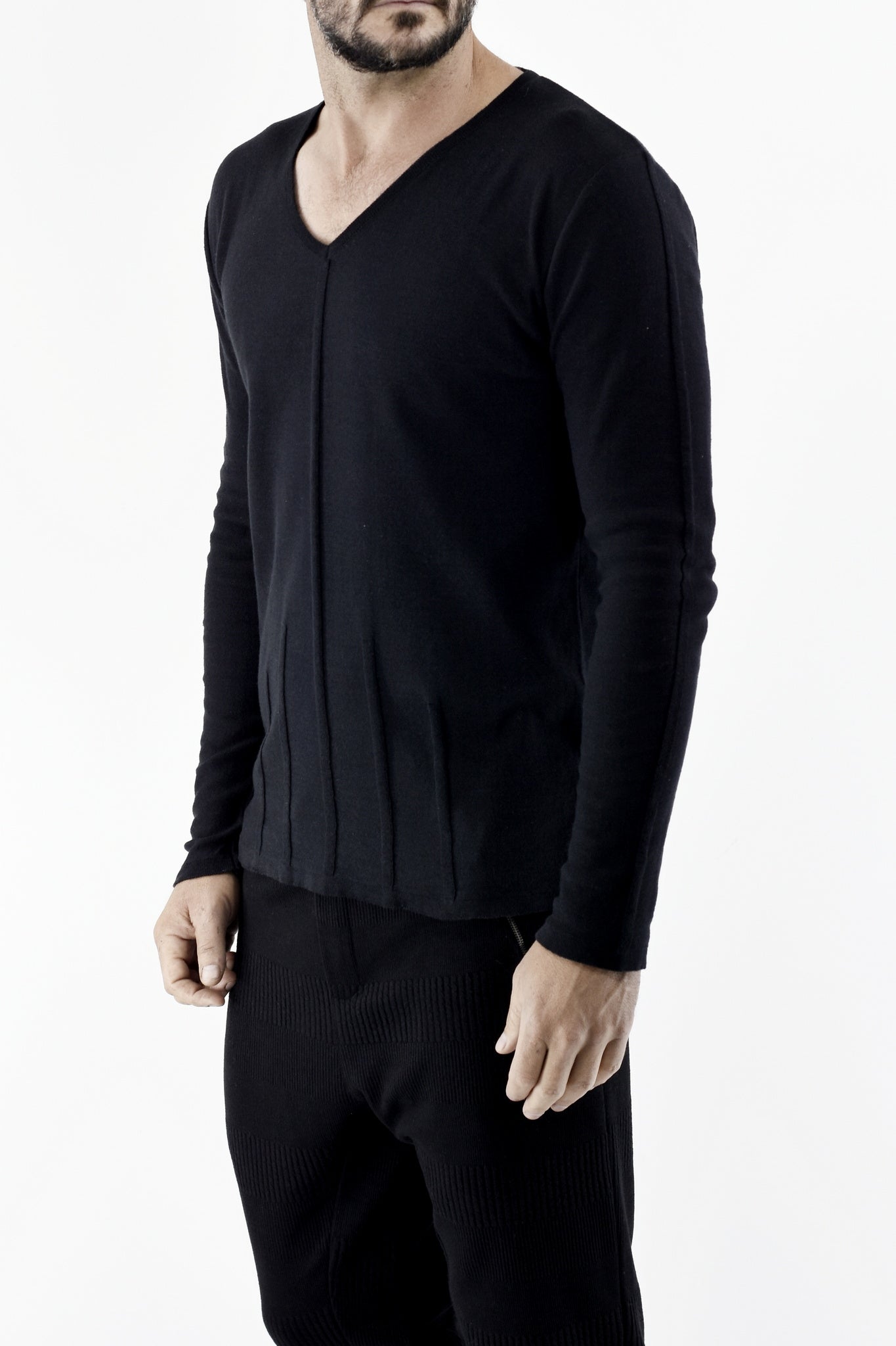 Mens Black Raised Rib Detail Cotton Summer Jersey ZG5461