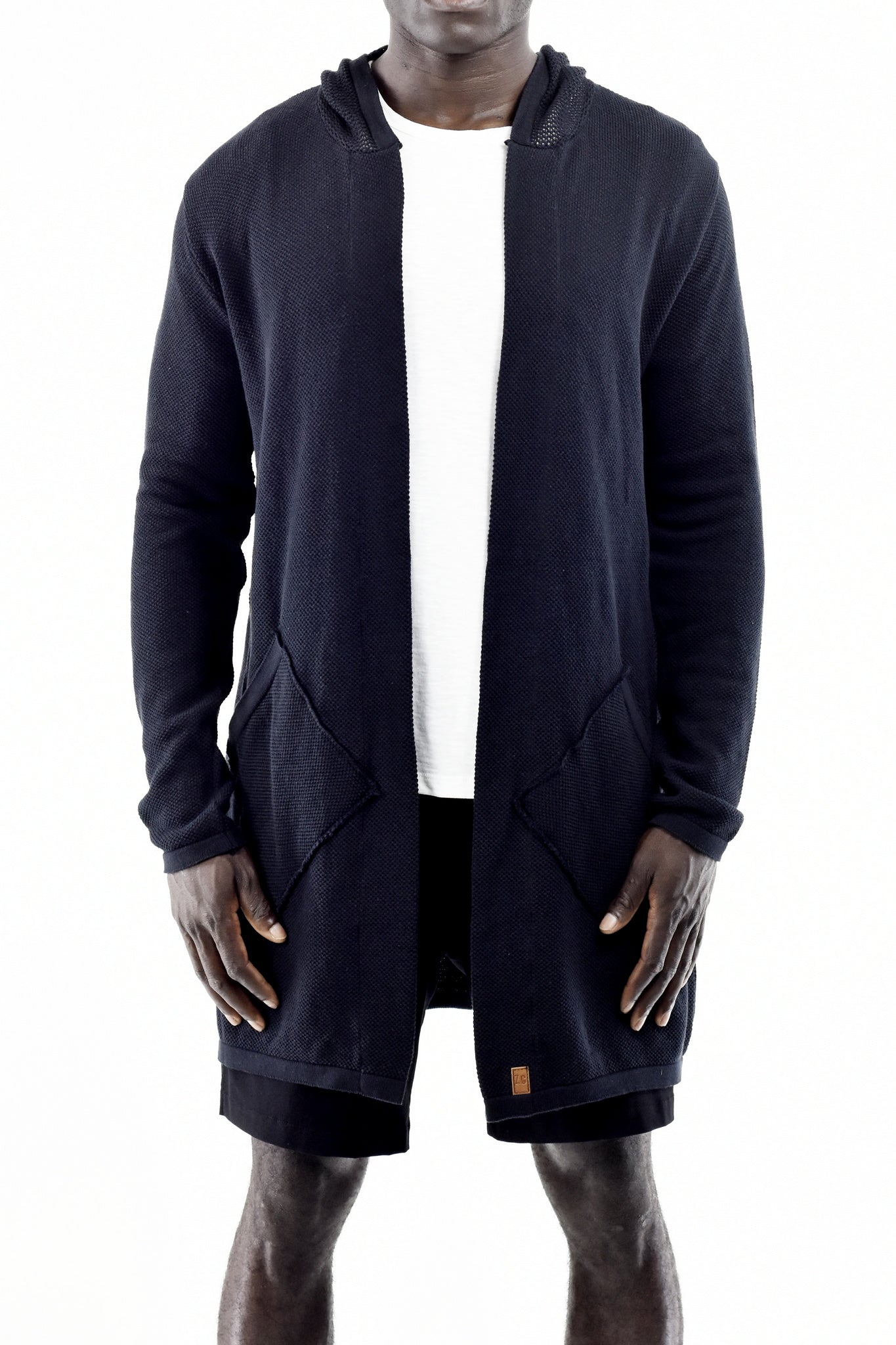 Mens Black Patch Pocket Cotton Cardigan ZG5474