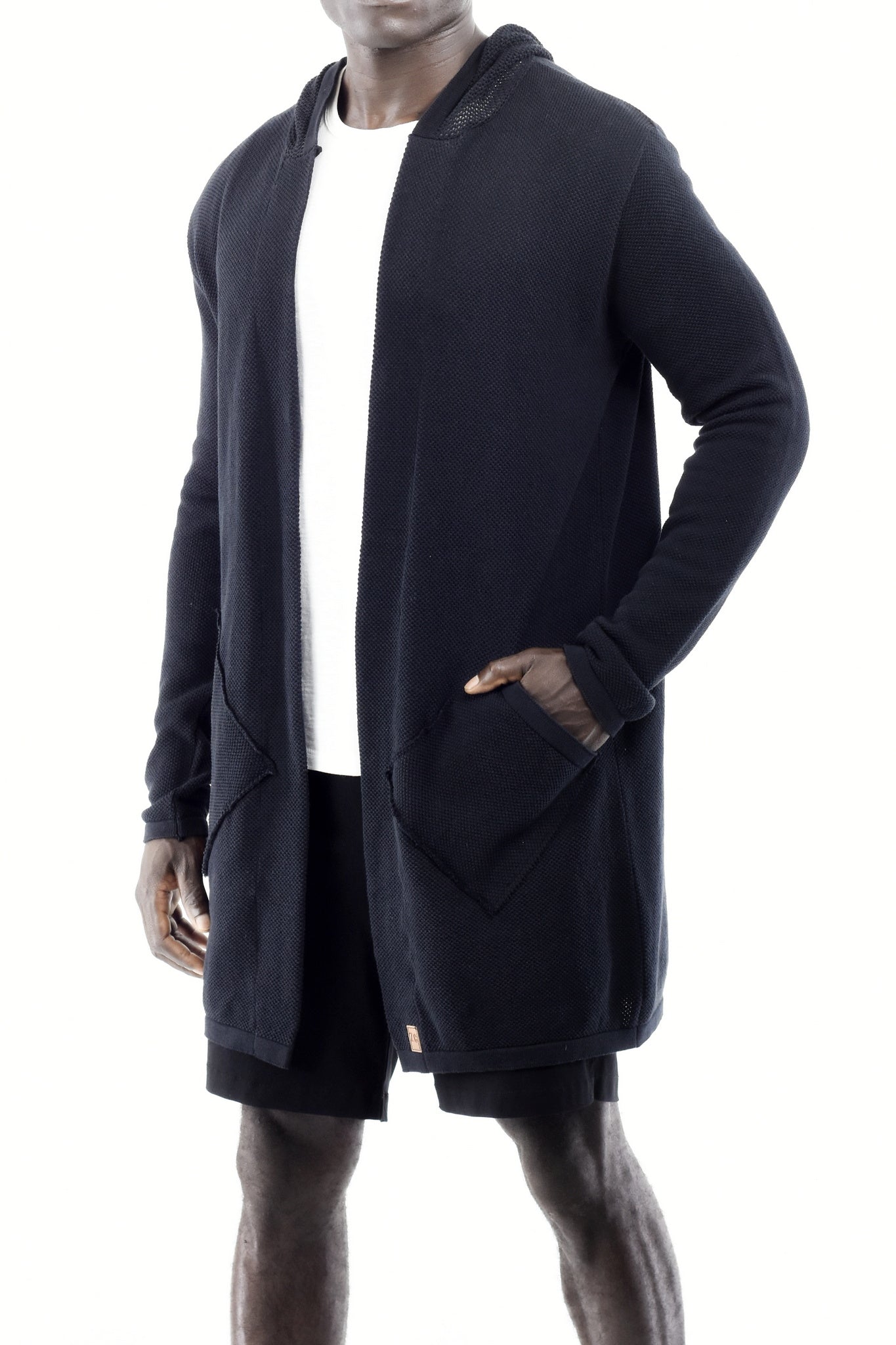 Mens Black Patch Pocket Cotton Cardigan ZG5474