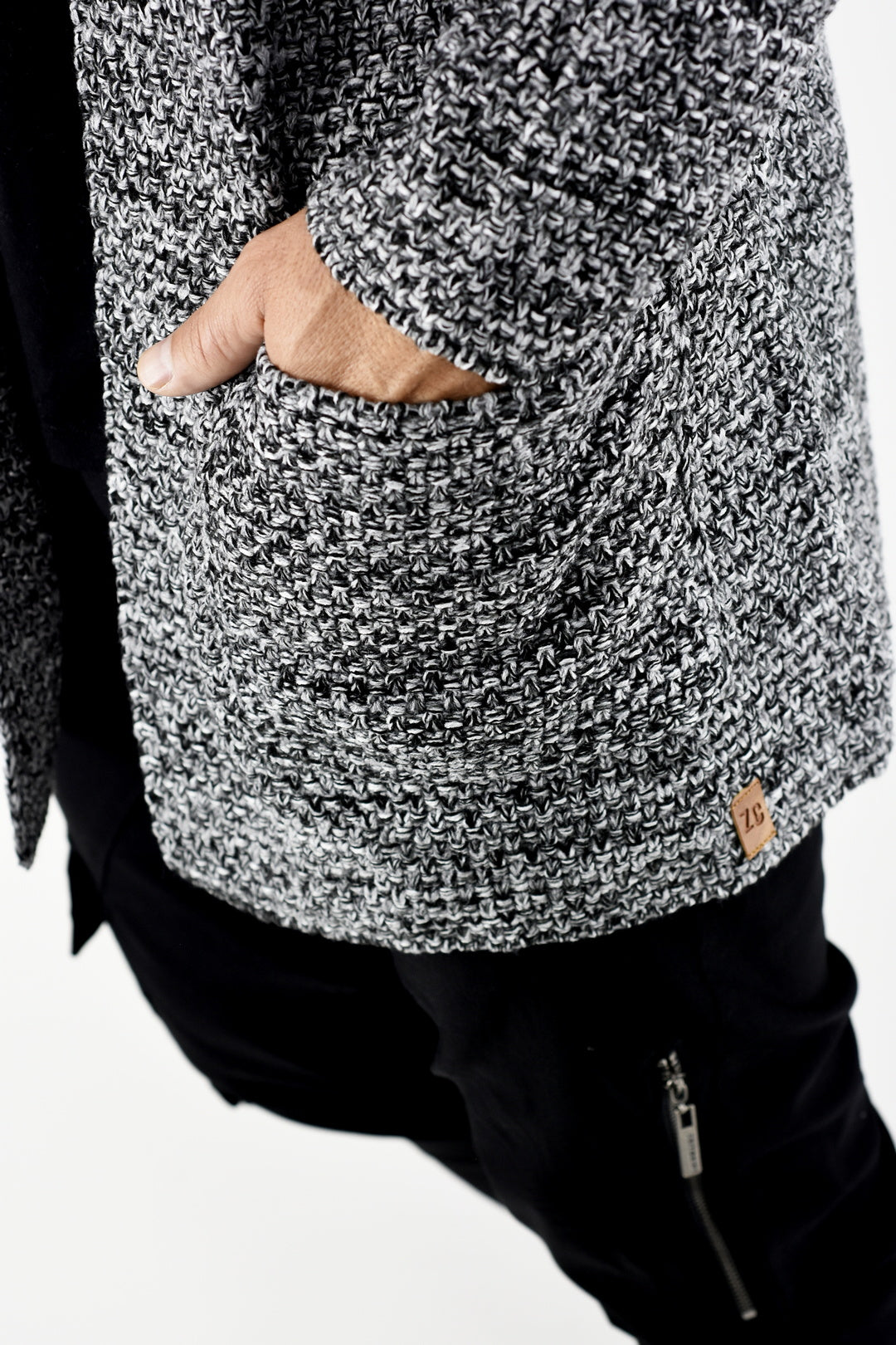 Menswear Greys Marl Hooded Cardigan with Pockets ZG5515