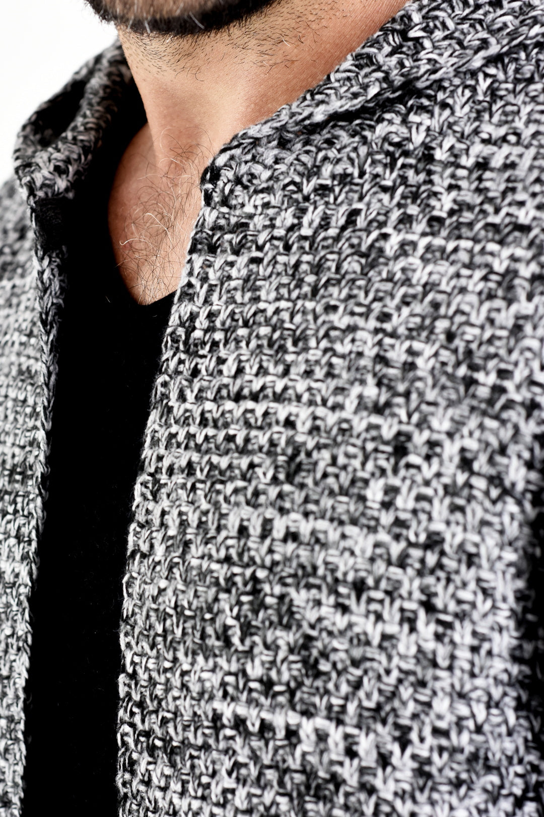 Menswear Greys Marl Hooded Cardigan with Pockets ZG5515