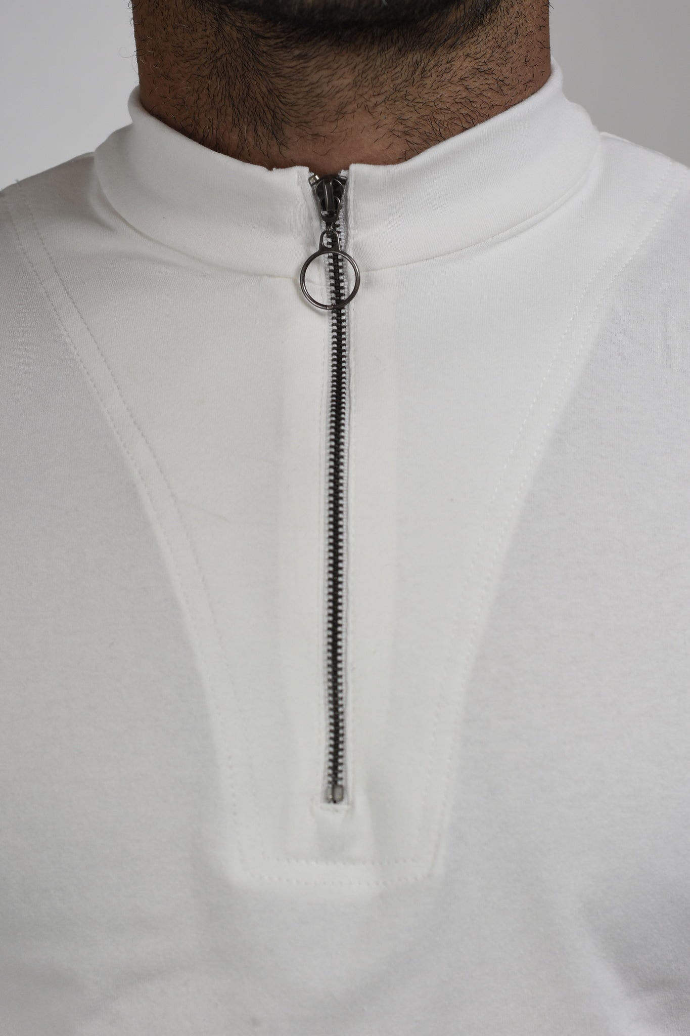 Mens Cream Zip Turtleneck T ZG5502