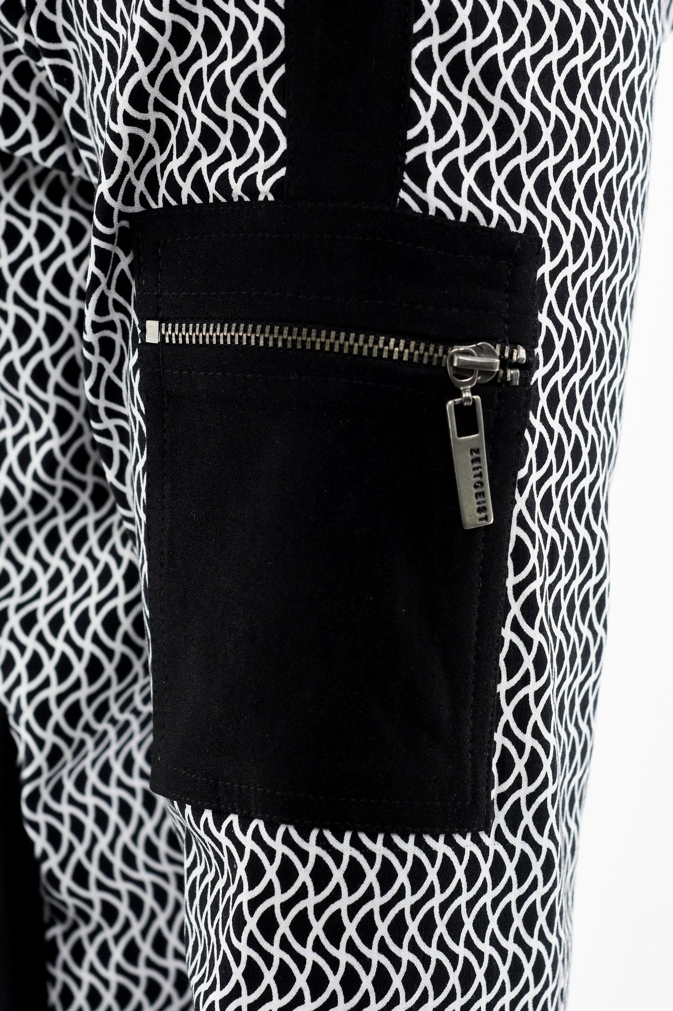 Mens Zip Pocket Black and White Bomber Jacket ZG5508