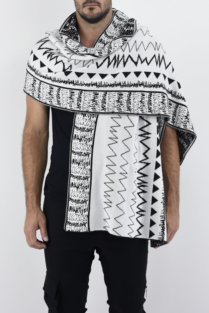 Mens Black And White Reversible Electro Scarf ZG5501