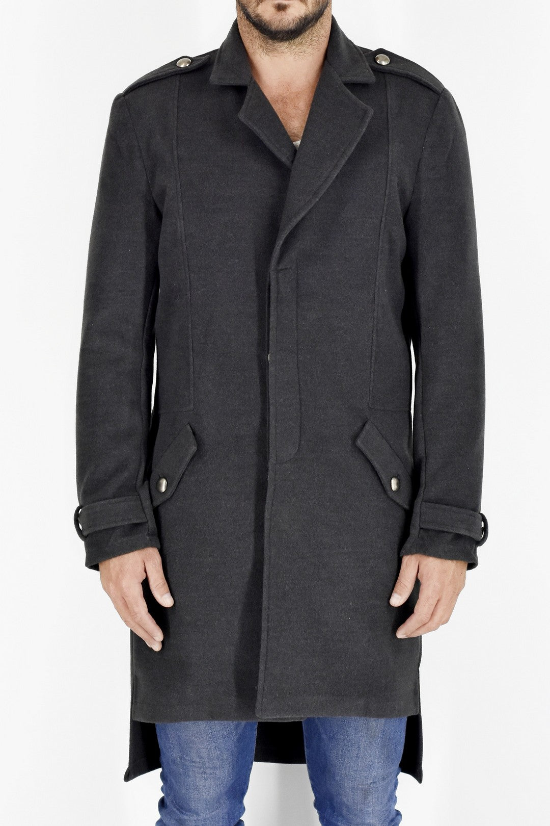 Mens Charcoal Melton Coat ZG5200