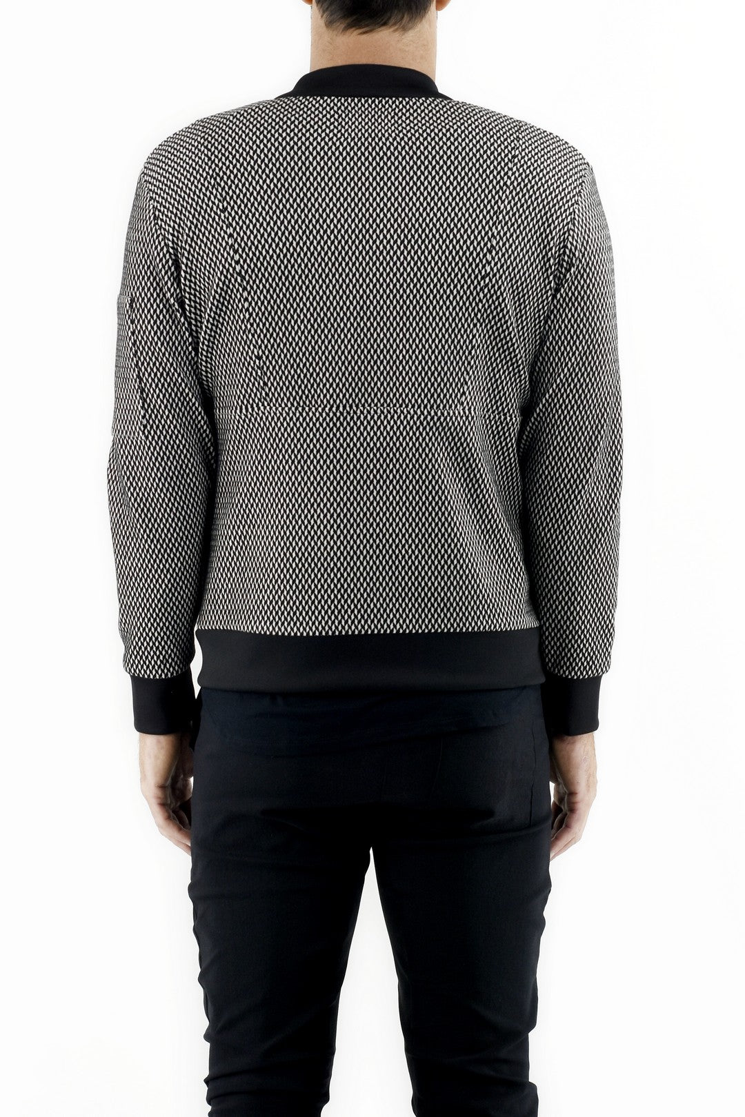 Mens Jacquard Small Geometric Zip Bomber ZG5426