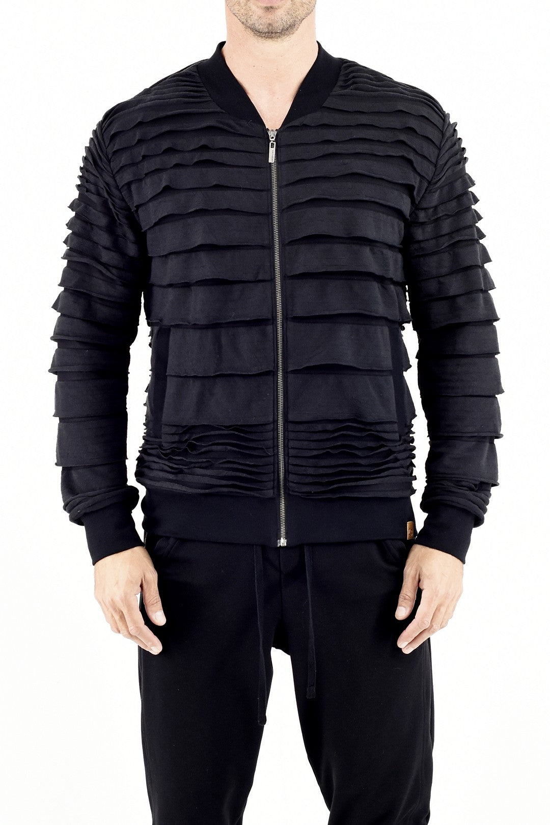 Mens Black Flap Zip Bomber ZG5382