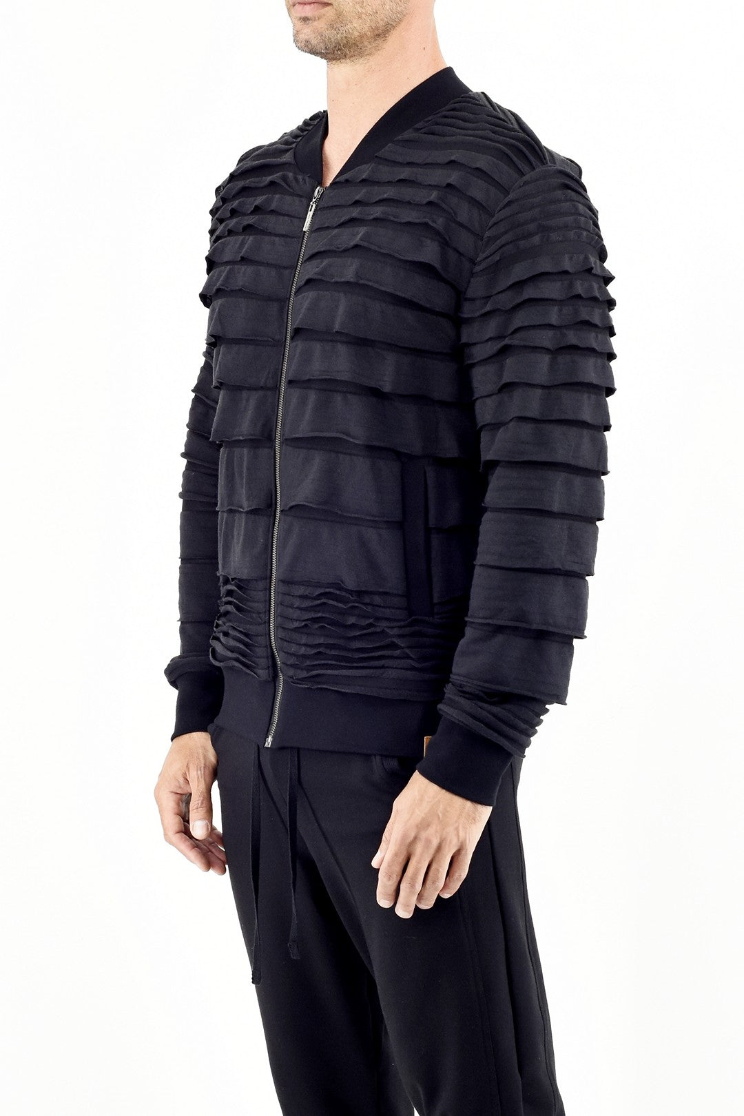 Mens Black Flap Zip Bomber ZG5382