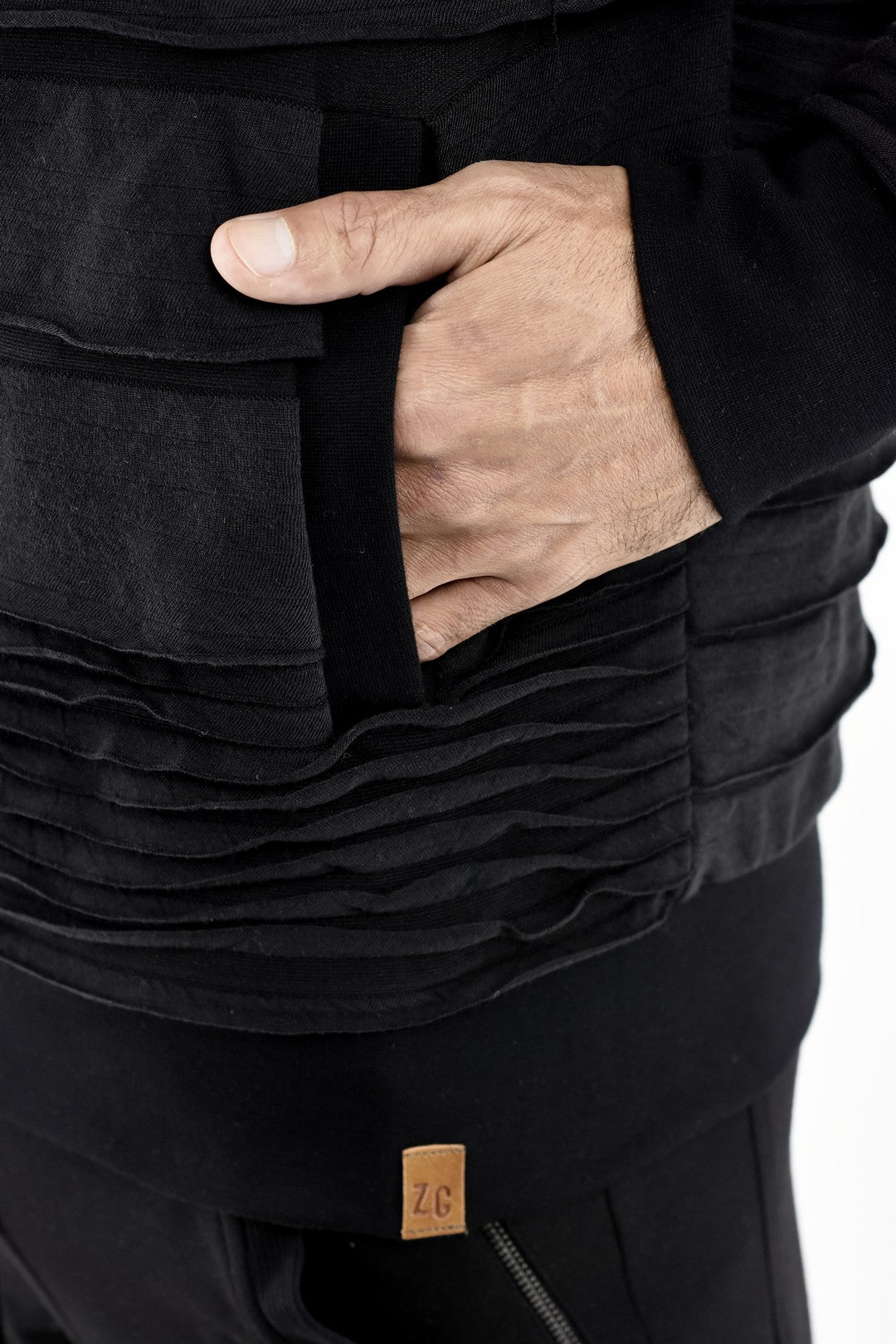 Mens Black Flap Zip Bomber ZG5382