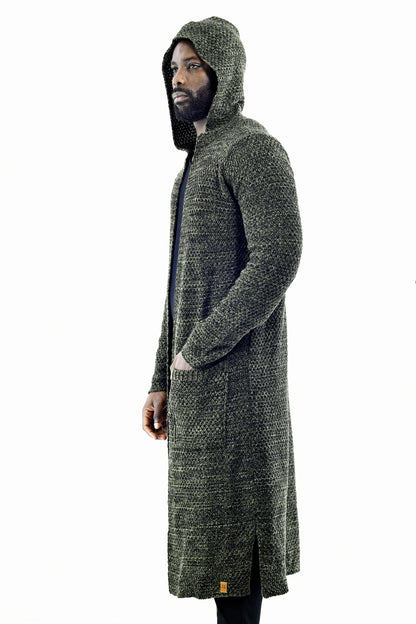 Menswear Khaki Marl Hooded Cardigan with Pockets ZG5543