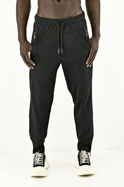 Menswear Black Fleece Zip Cuff Track Pants ZG5574