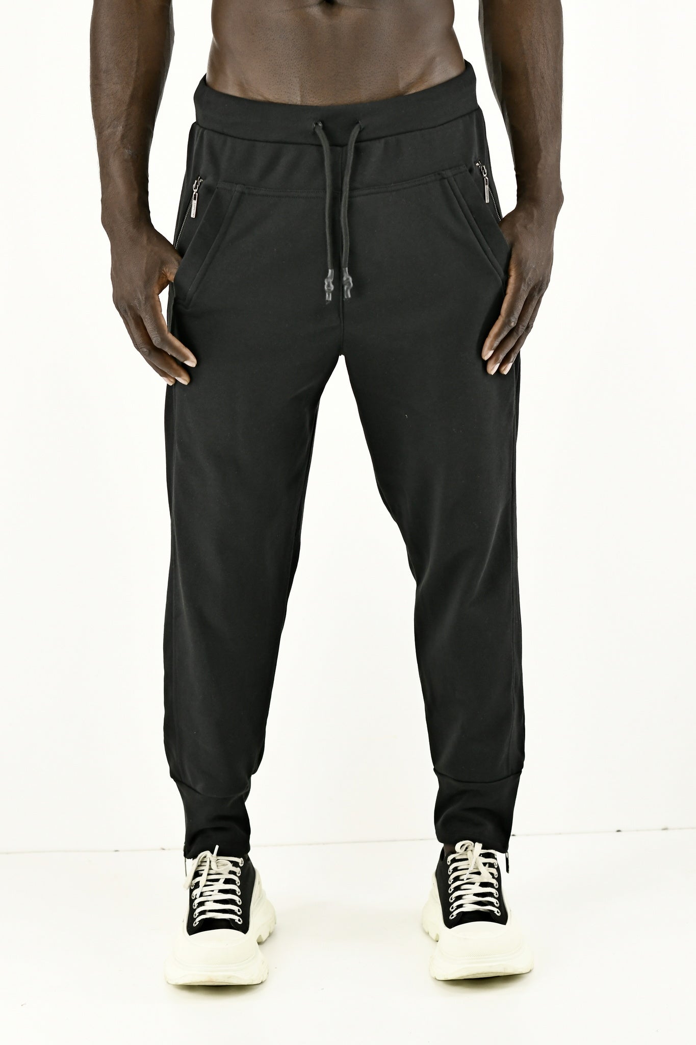 Menswear Black Fleece Zip Cuff Track Pants ZG5574 – ZEITGEIST