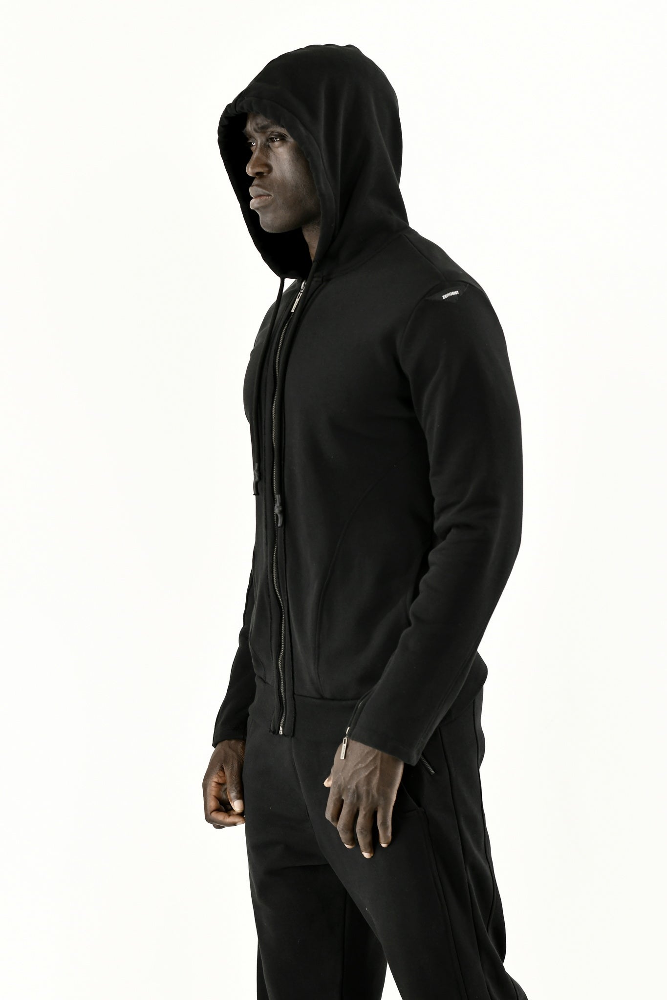 Menswear Black Fleece Zip Hoody Jacket ZG5573