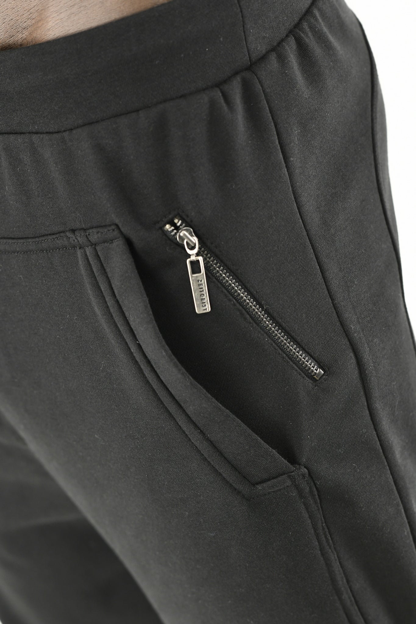 Menswear Black Fleece Zip Cuff Track Pants ZG5574