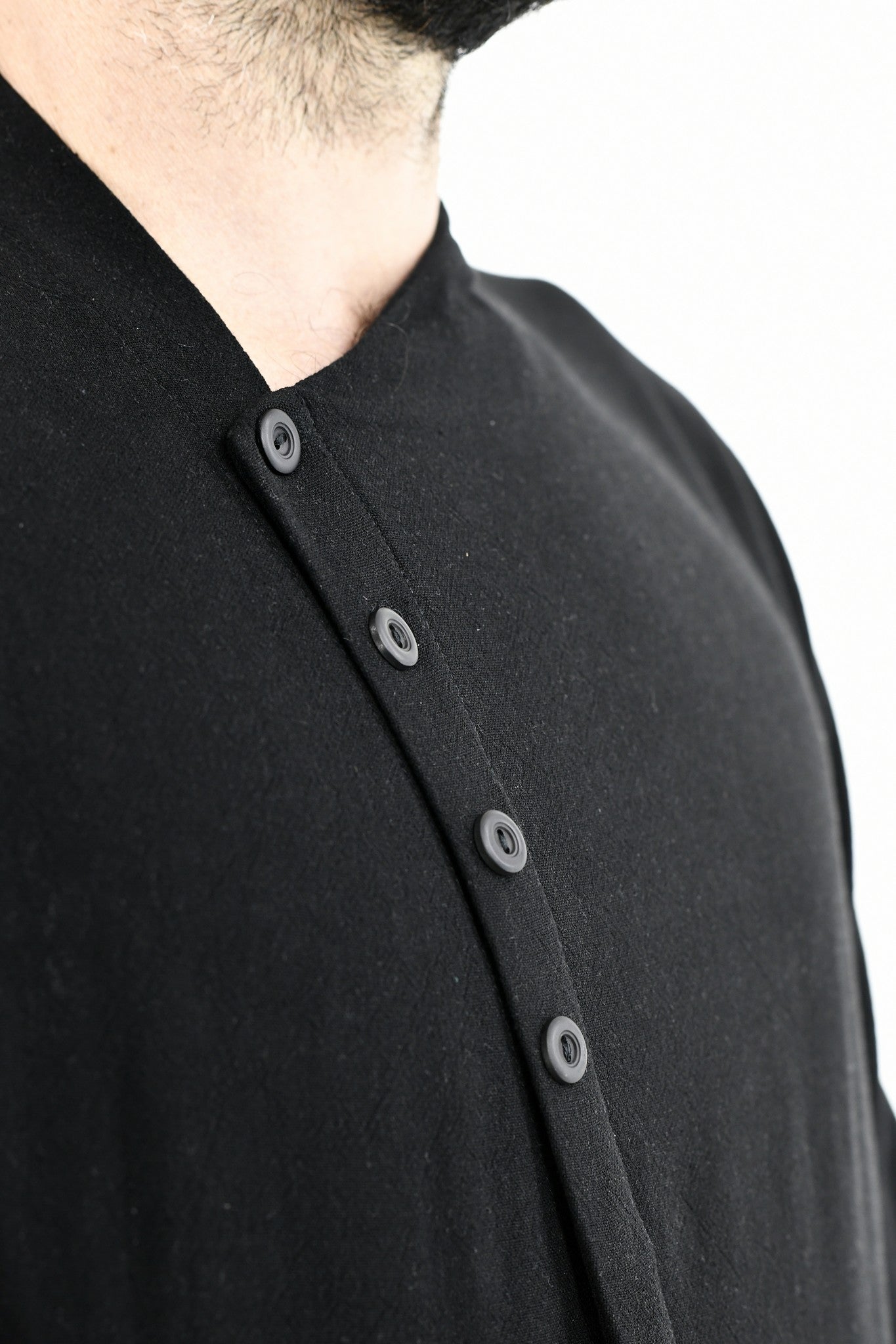 Menswear Black Asymetric Button Shirt ZG5575