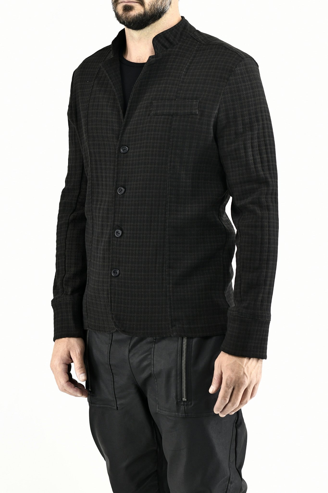 Mens Black and Brown Houndstooth Jacket ZG5635